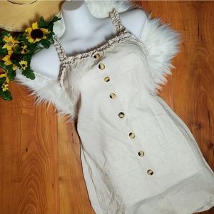 Linen Strap Button Dress Wome S Open Back